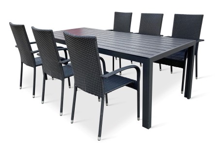 VIKING XL - záhradný jedálenský stôl + 6x stolička PARIS
